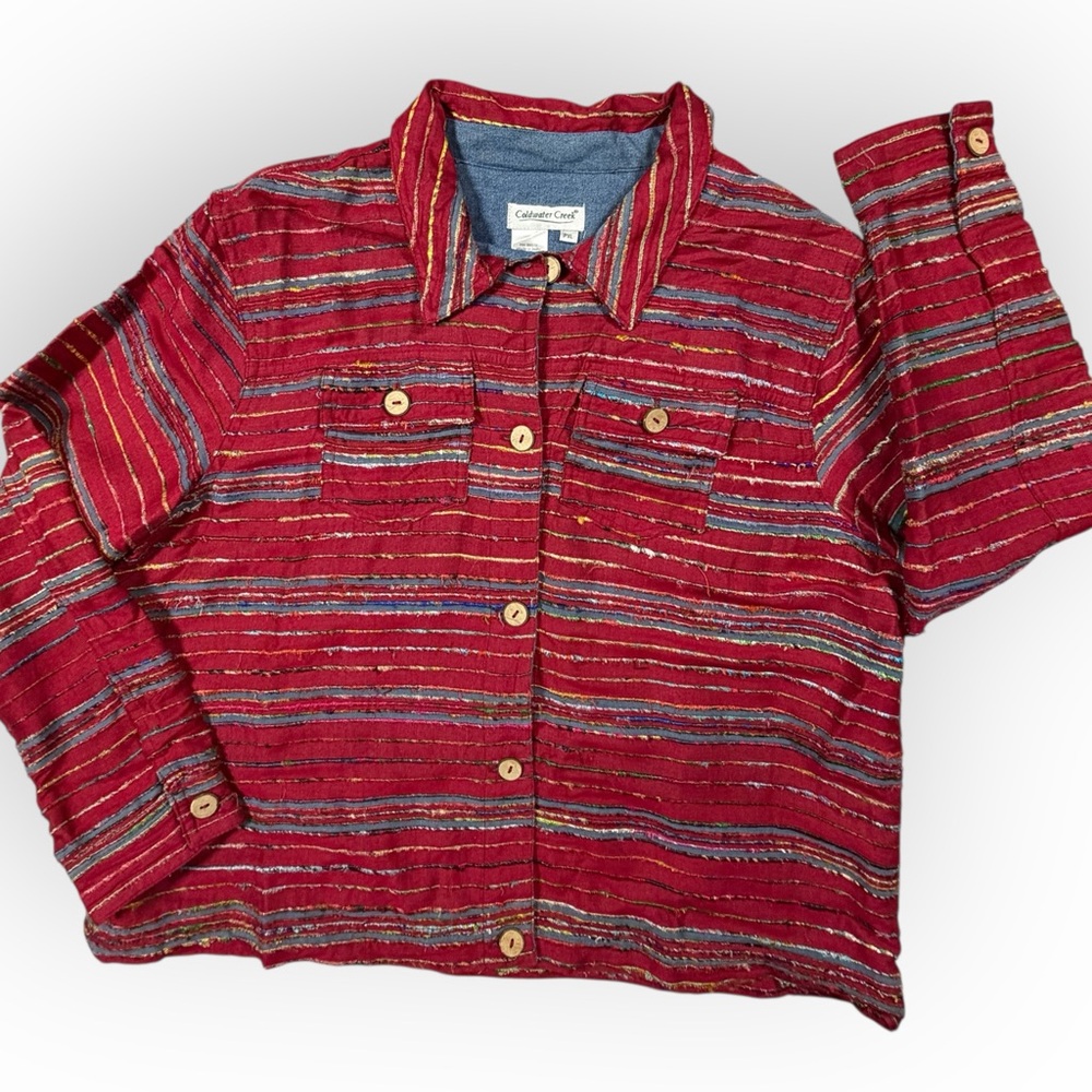Coldwater‎ Creek Red Rayon Blend Shacket Jacket made in India